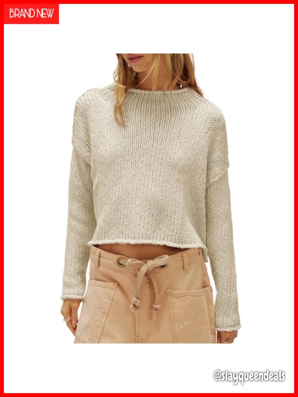 Oversized Rolled Neck Knit Sweater Women's Long Sleeve Pullover Fall Top